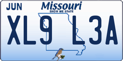 MO license plate XL9L3A