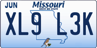 MO license plate XL9L3K