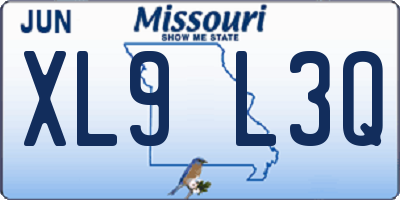 MO license plate XL9L3Q