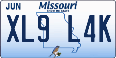 MO license plate XL9L4K