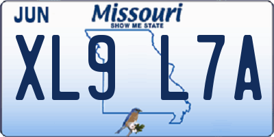 MO license plate XL9L7A
