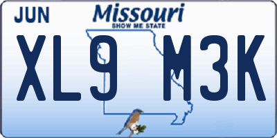 MO license plate XL9M3K
