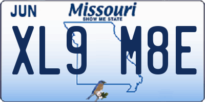 MO license plate XL9M8E