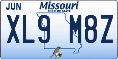 MO license plate XL9M8Z