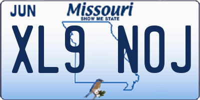 MO license plate XL9N0J