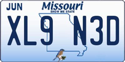 MO license plate XL9N3D