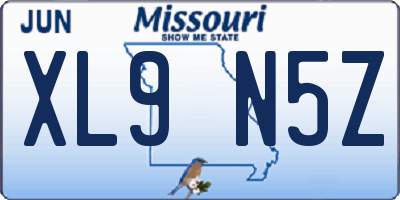 MO license plate XL9N5Z
