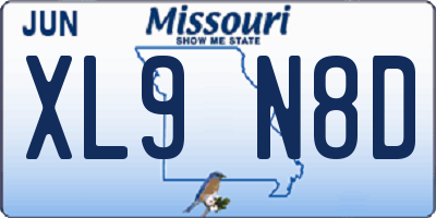 MO license plate XL9N8D