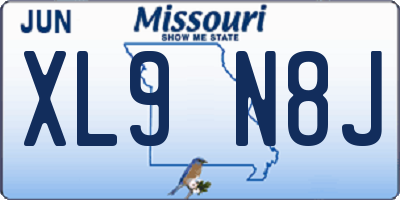 MO license plate XL9N8J