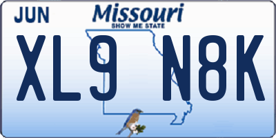 MO license plate XL9N8K