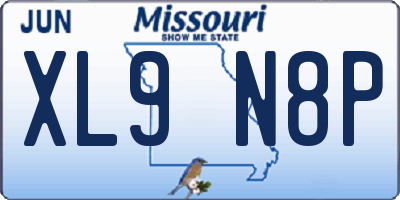 MO license plate XL9N8P