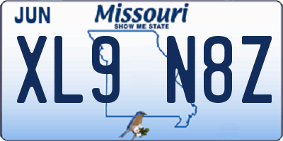 MO license plate XL9N8Z