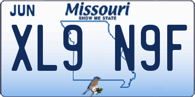 MO license plate XL9N9F