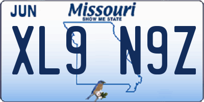 MO license plate XL9N9Z