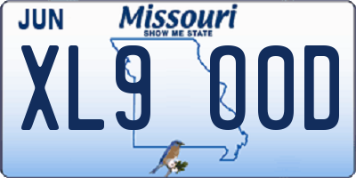 MO license plate XL9O0D