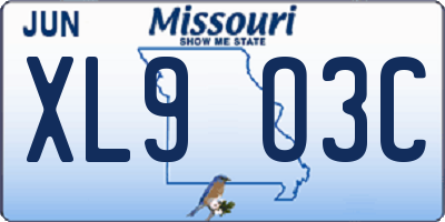 MO license plate XL9O3C
