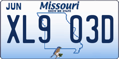MO license plate XL9O3D