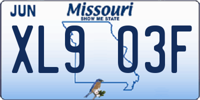 MO license plate XL9O3F