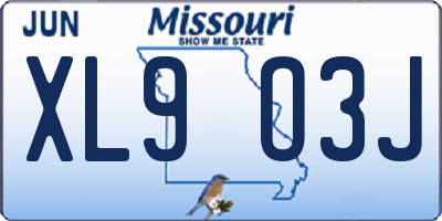 MO license plate XL9O3J