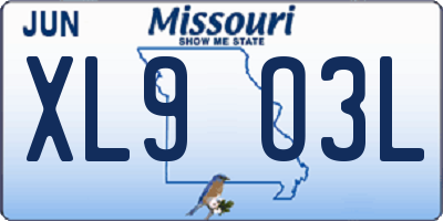 MO license plate XL9O3L