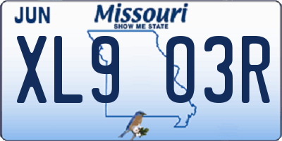 MO license plate XL9O3R