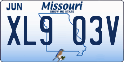 MO license plate XL9O3V