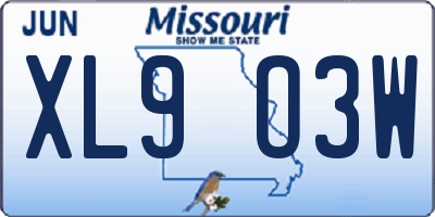 MO license plate XL9O3W