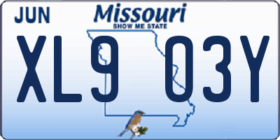 MO license plate XL9O3Y