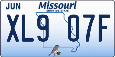 MO license plate XL9O7F