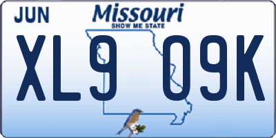 MO license plate XL9O9K