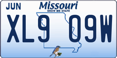 MO license plate XL9O9W