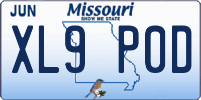 MO license plate XL9P0D