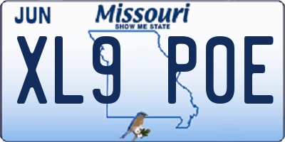 MO license plate XL9P0E