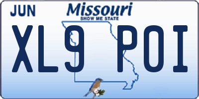 MO license plate XL9P0I