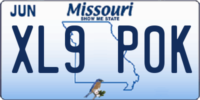MO license plate XL9P0K