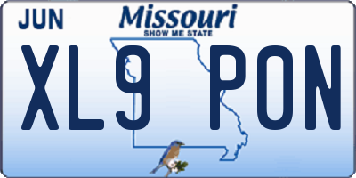 MO license plate XL9P0N