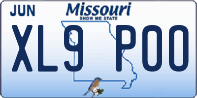 MO license plate XL9P0O