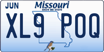 MO license plate XL9P0Q
