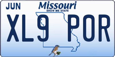 MO license plate XL9P0R