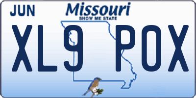 MO license plate XL9P0X