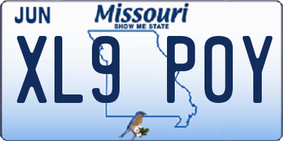 MO license plate XL9P0Y
