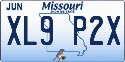 MO license plate XL9P2X