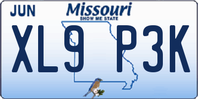 MO license plate XL9P3K