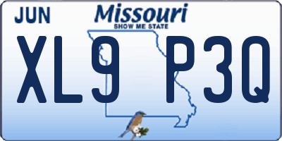 MO license plate XL9P3Q