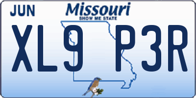 MO license plate XL9P3R