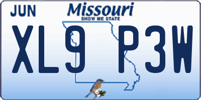 MO license plate XL9P3W