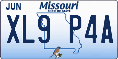 MO license plate XL9P4A