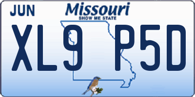 MO license plate XL9P5D
