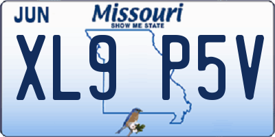 MO license plate XL9P5V