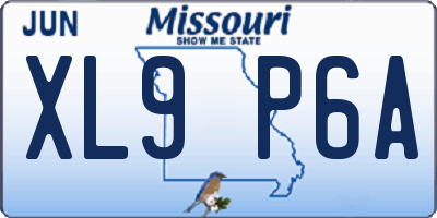 MO license plate XL9P6A